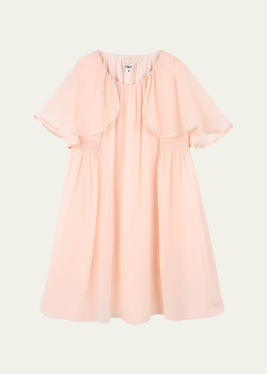 Chloe Girl's Silk Cape Dress, Size 8-14