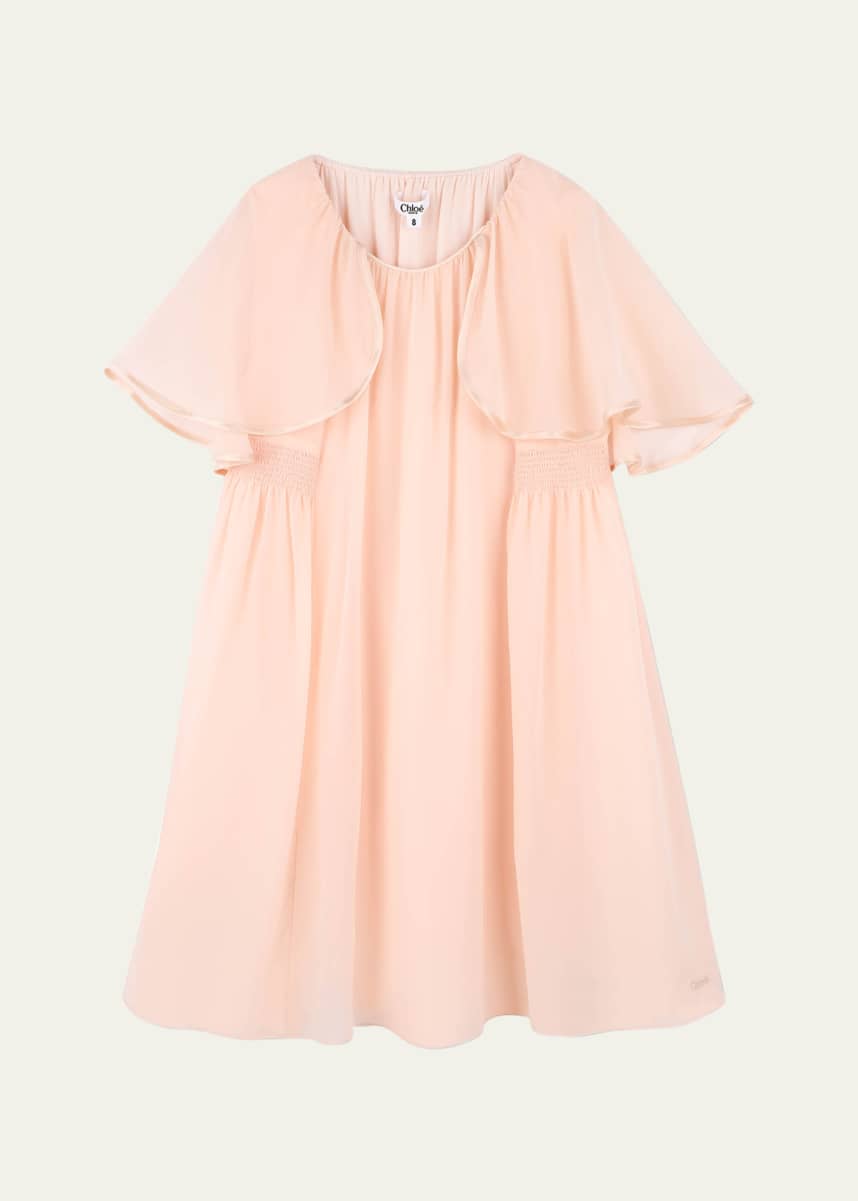 Chloe Girl's Silk Cape Dress, Size 4-6