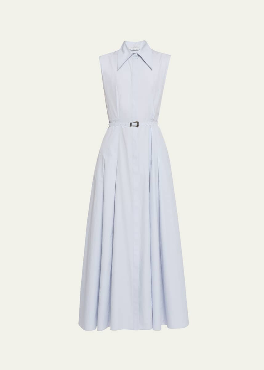 Gabriela Hearst Becca Belted Cotton Poplin Maxi Shirt Dress