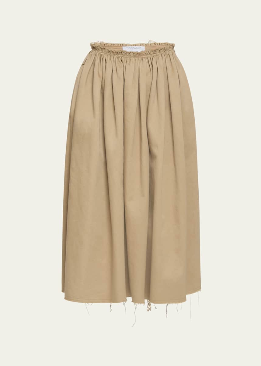 Gabriela Hearst Chiara Frayed Poplin Midi Skirt