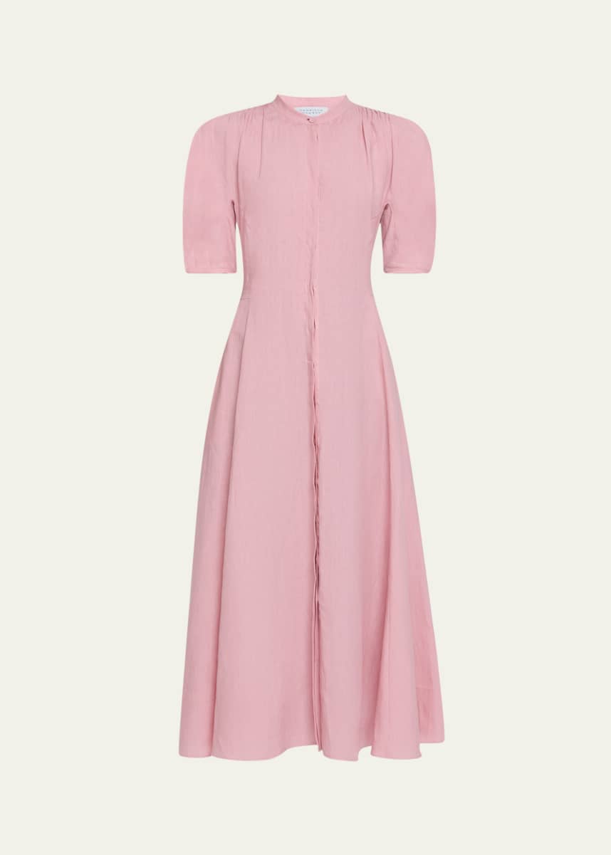 Gabriela Hearst Arabella Puff-Sleeve Linen Dress