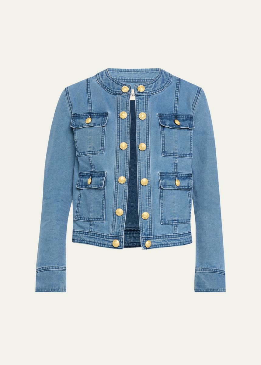 L'Agence Yari Collarless Denim Jacket