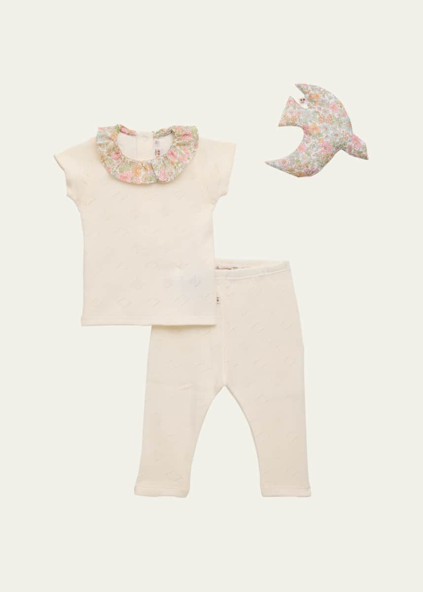 Bonpoint Girl's Daisie Pajama Gift Set, Size Newborn-6M