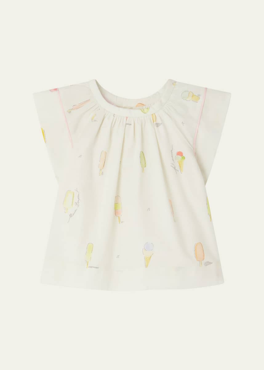 Bonpoint Girl's Alisia Ice Cream Printed Blouse, Size 12M-3
