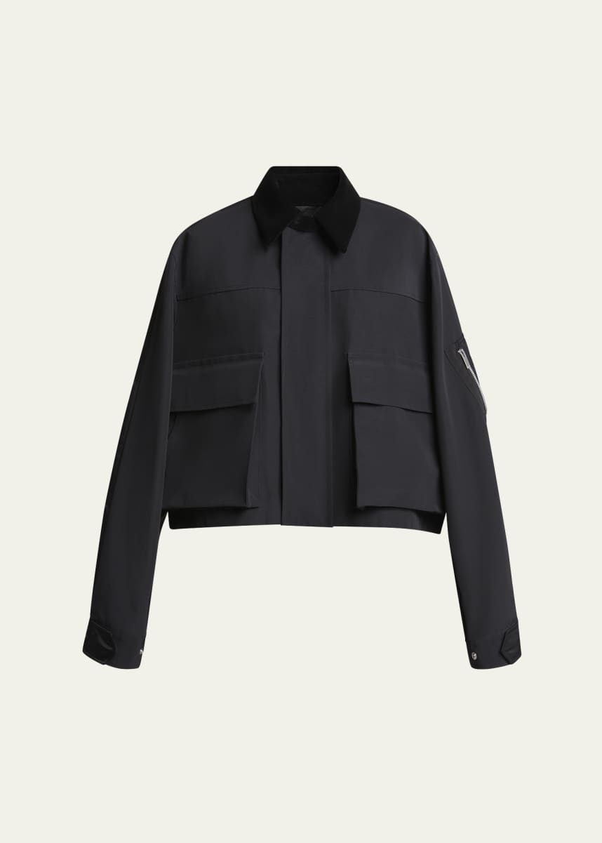 SACAI Hybrid Cargo Pocket Contrast Collar Utility Jacket