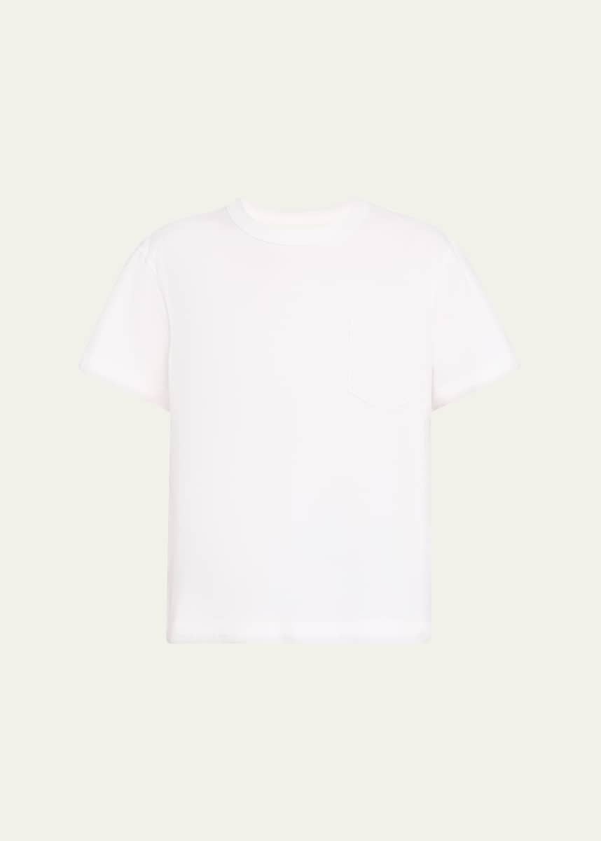 SACAI Hybrid Satin Ruffle Back Knit Front T-Shirt