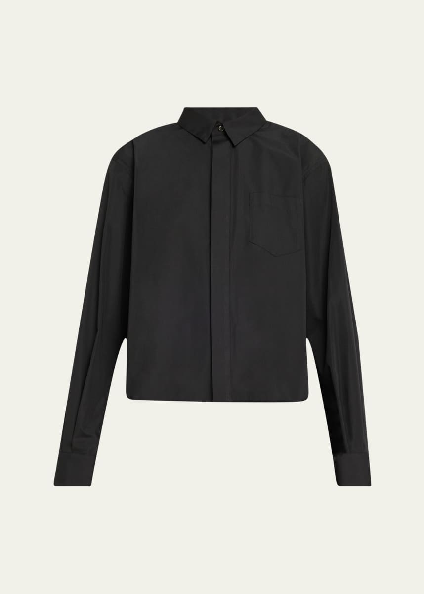 SACAI Poplin Ruffle Back Cropped Blouse