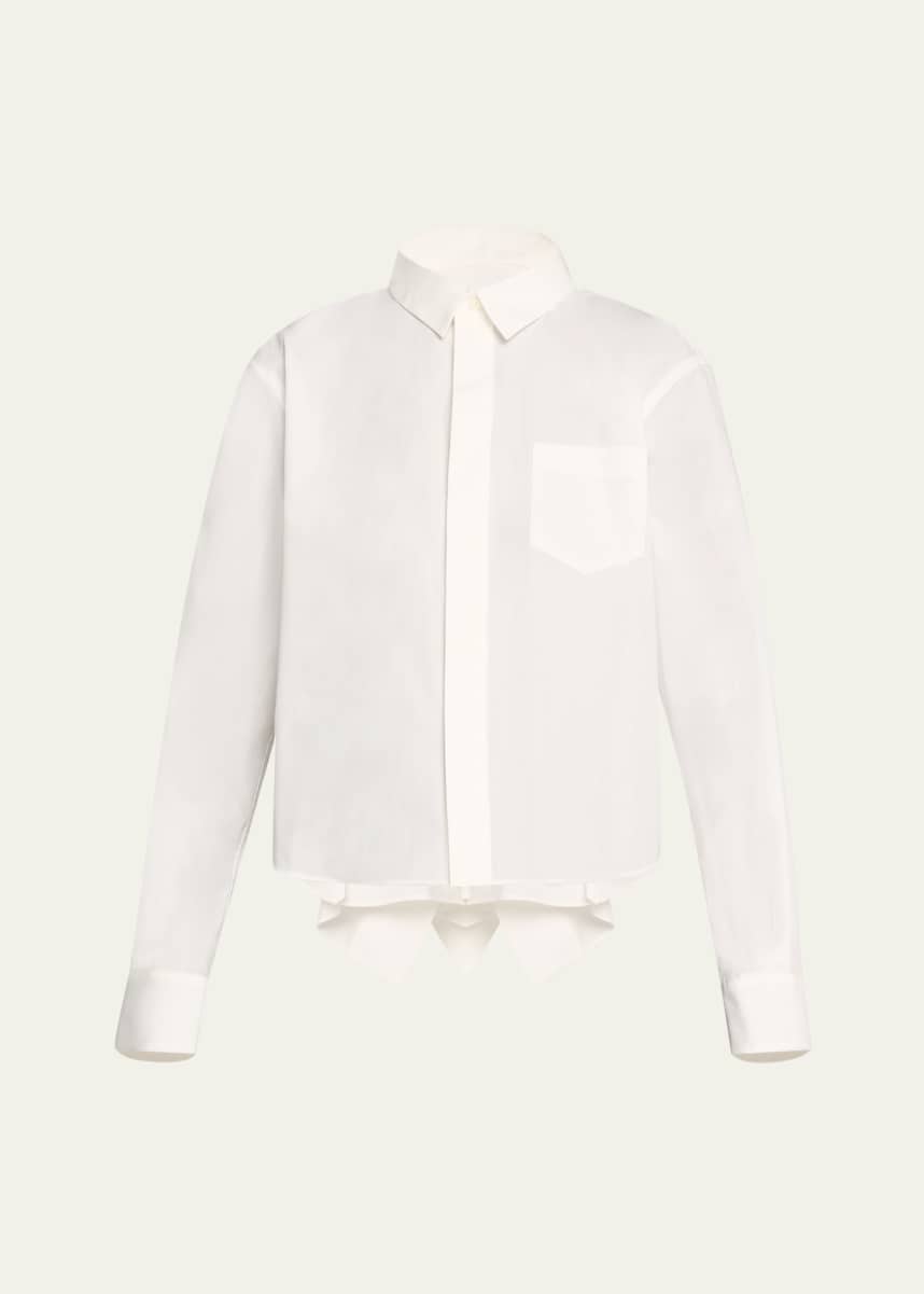 SACAI Poplin Ruffle Back Cropped Blouse