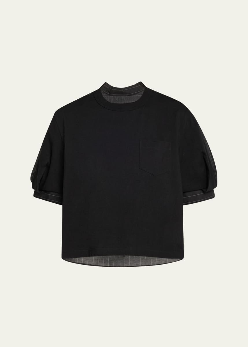 SACAI Hybrid Pinstripe Back Jersey Front T-Shirt