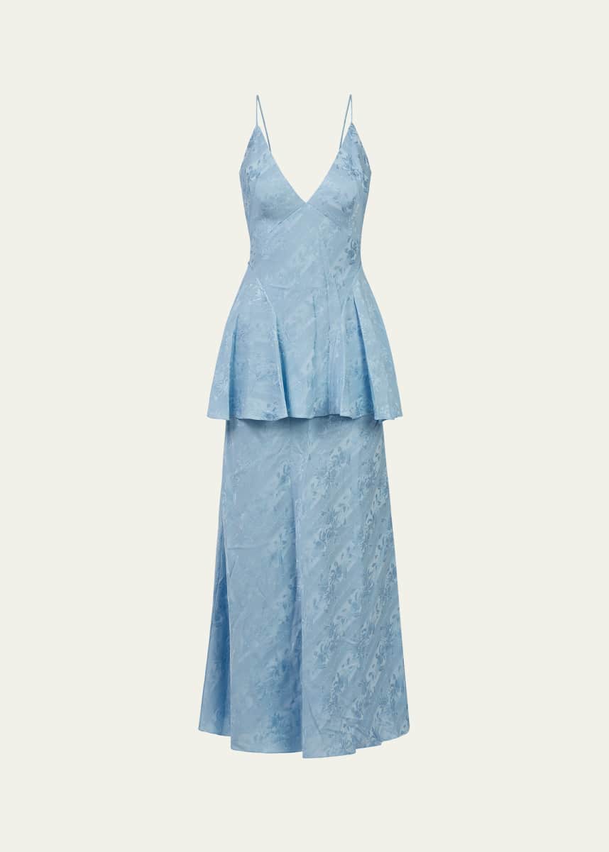 Markarian Dionne Floral Striped Jacquard Midi Dress