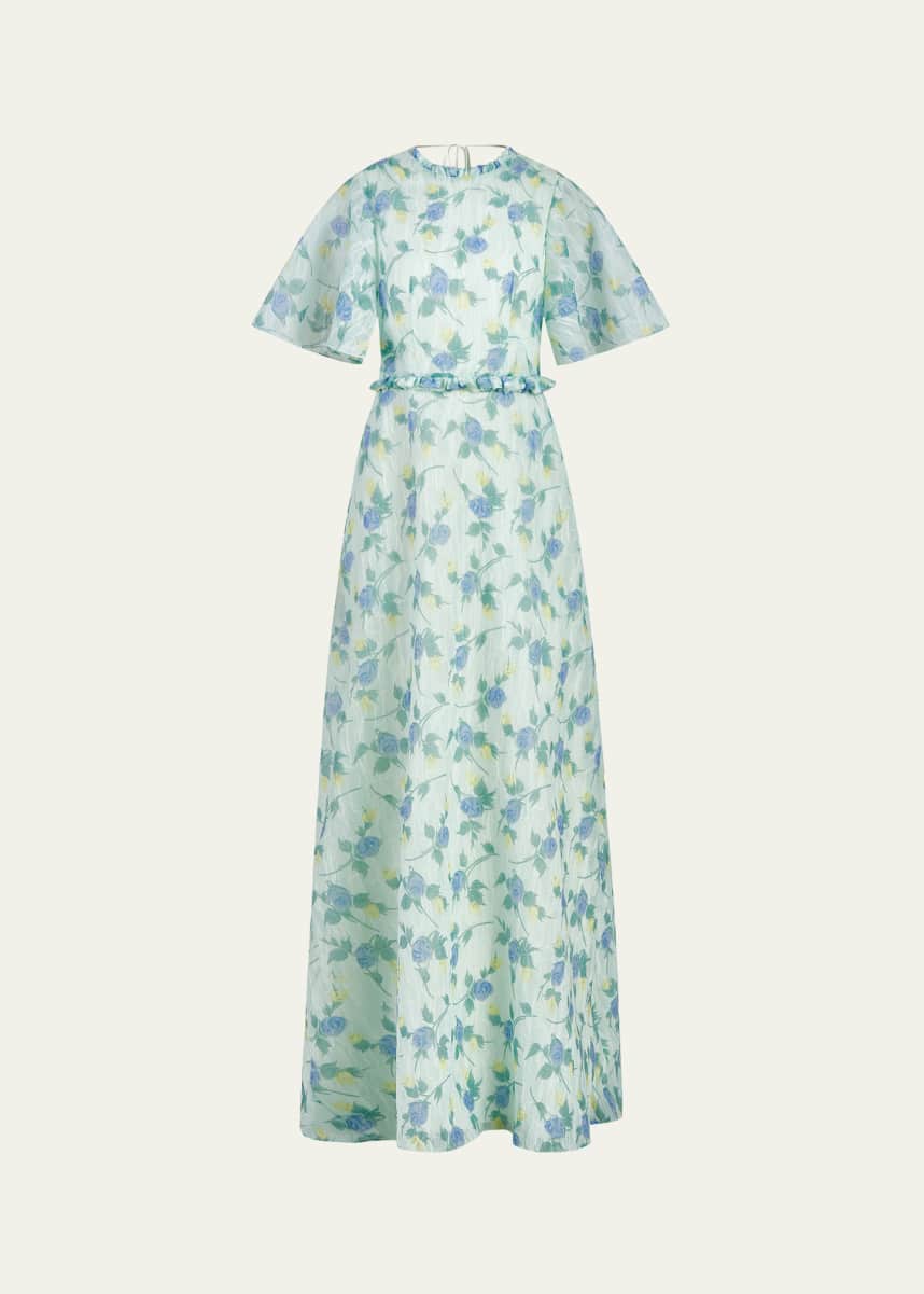 Markarian Heather Floral Organza Backless Gown