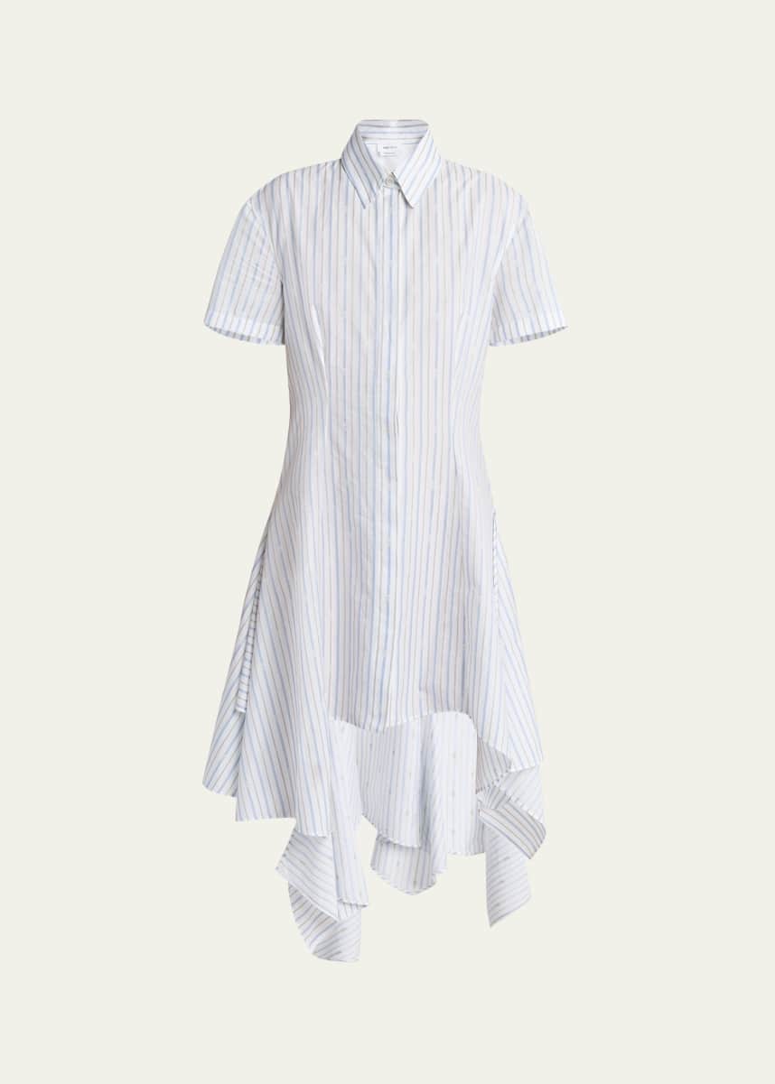 McQueen Stripe Skull Embroidered Asymmetric Shirtdress