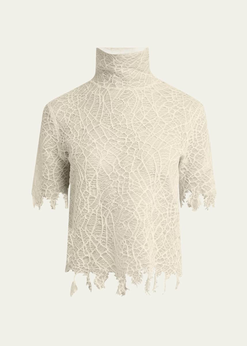 McQueen Spider Lace High-Neck Silk Top