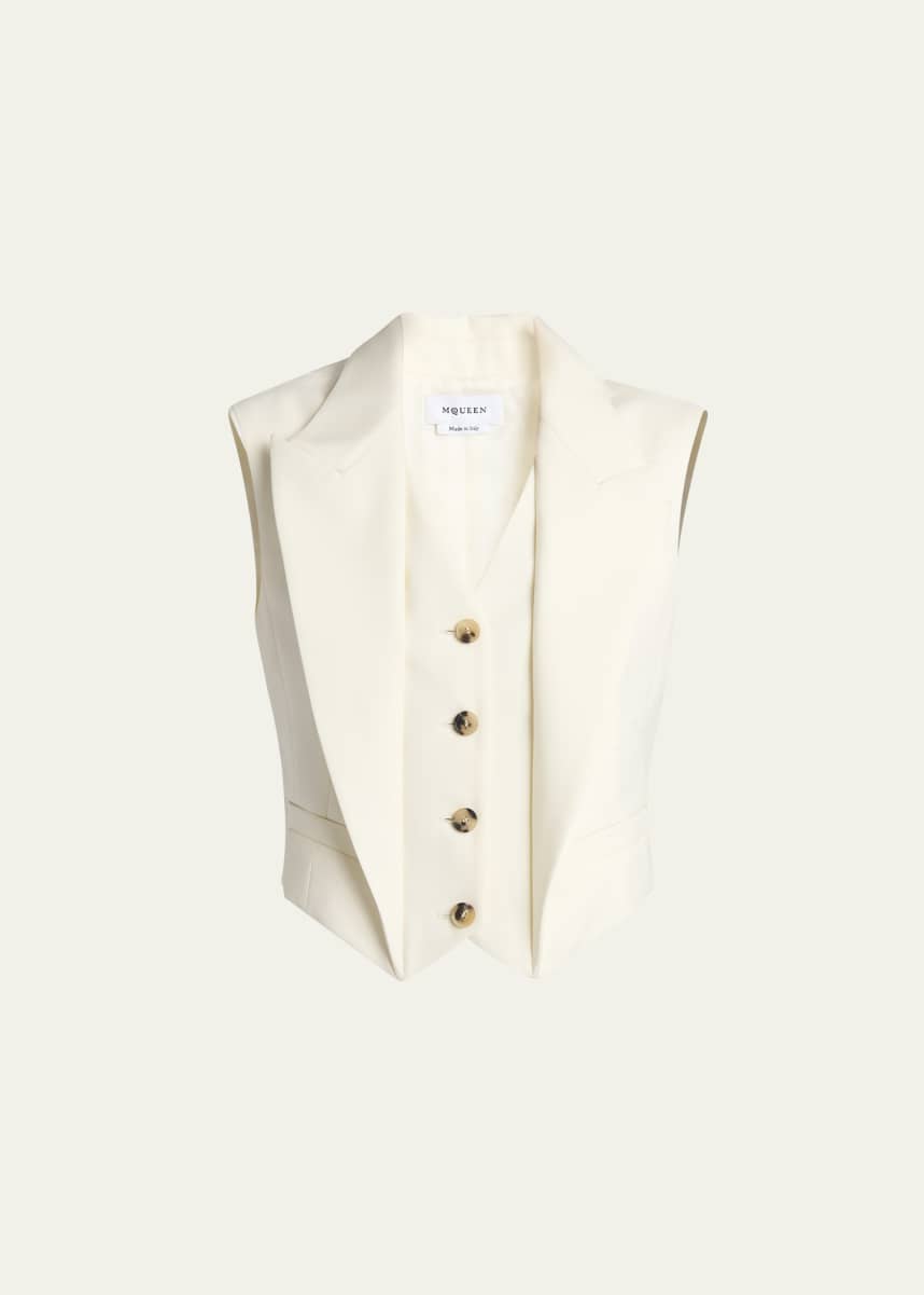 McQueen Upturned Lapel Crop Vest