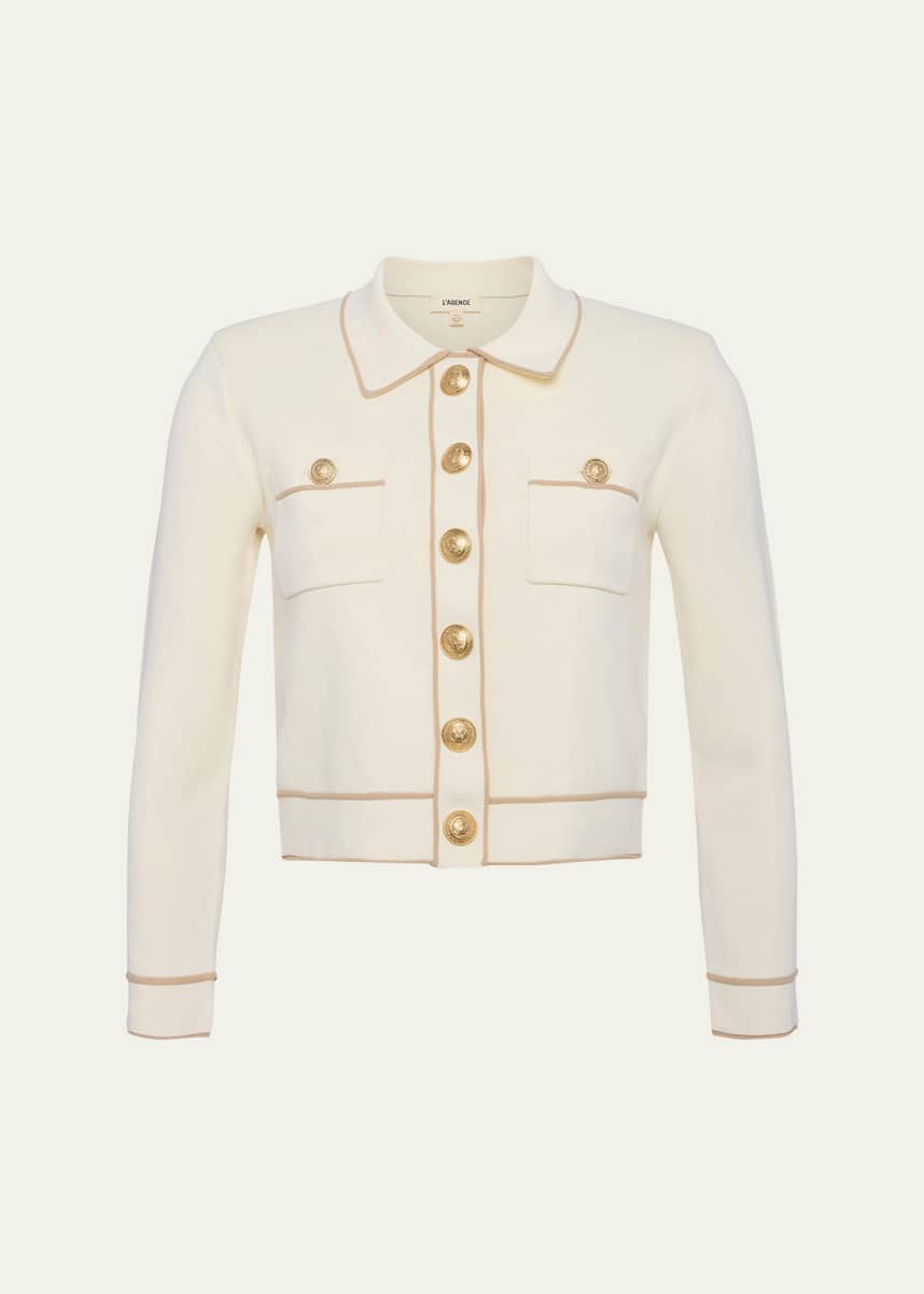 L'Agence Neo Contrast-Trim Cropped Cardigan