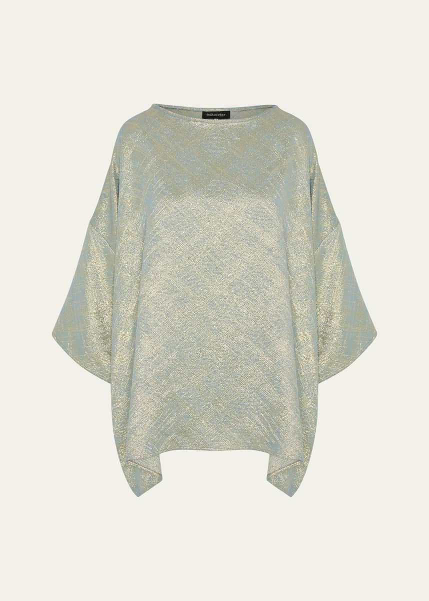 Eskandar Three-Quarter Sleeve Bateau Neck Tunic (Long Length)