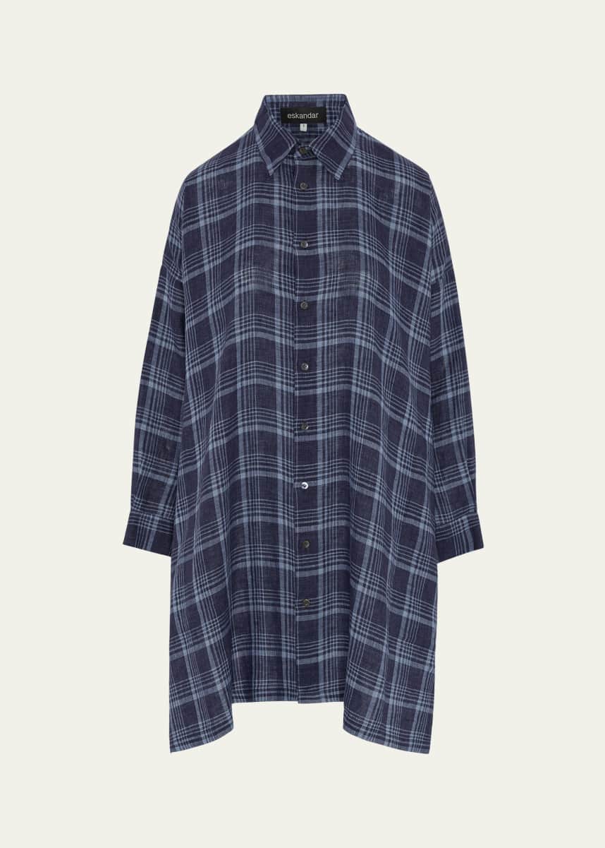 Eskandar Wide A-line Collar Shirt with Slits (Very Long Length)