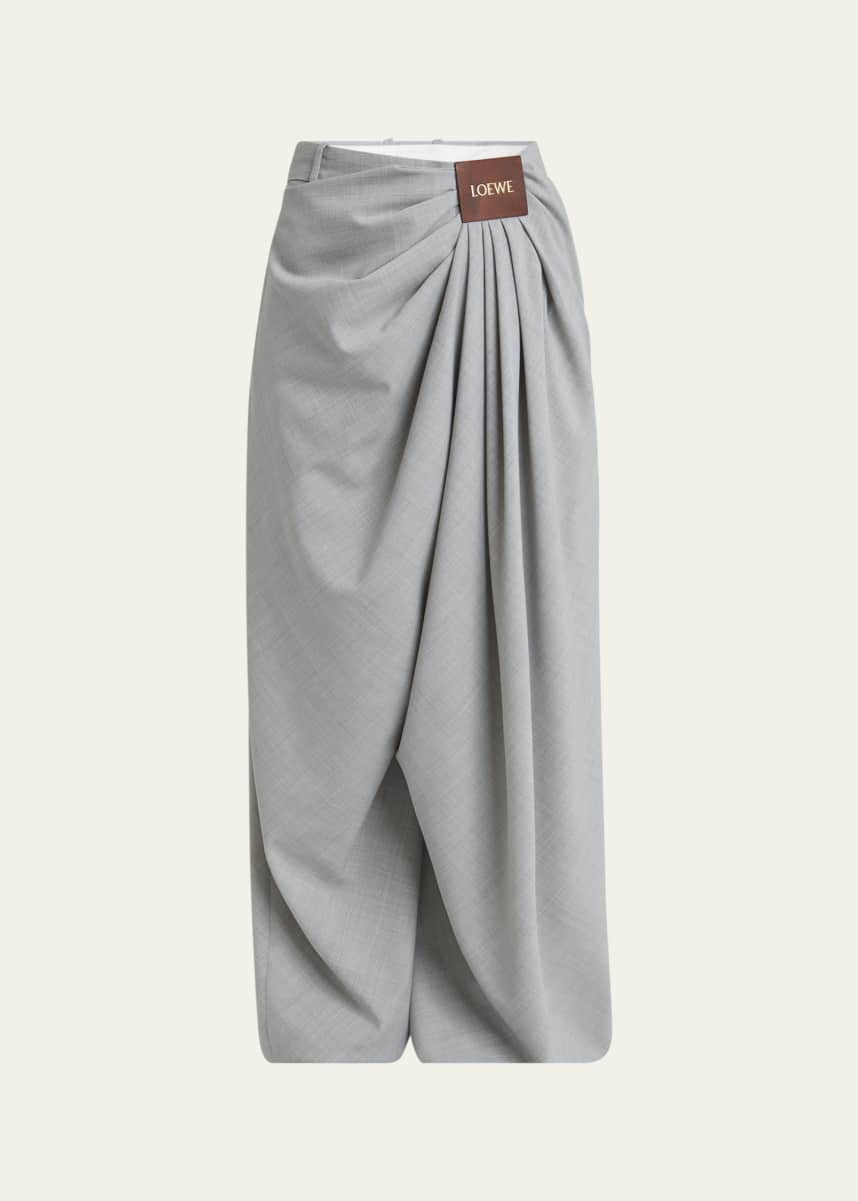 Loewe Draped Loose Wool-Blend Trousers