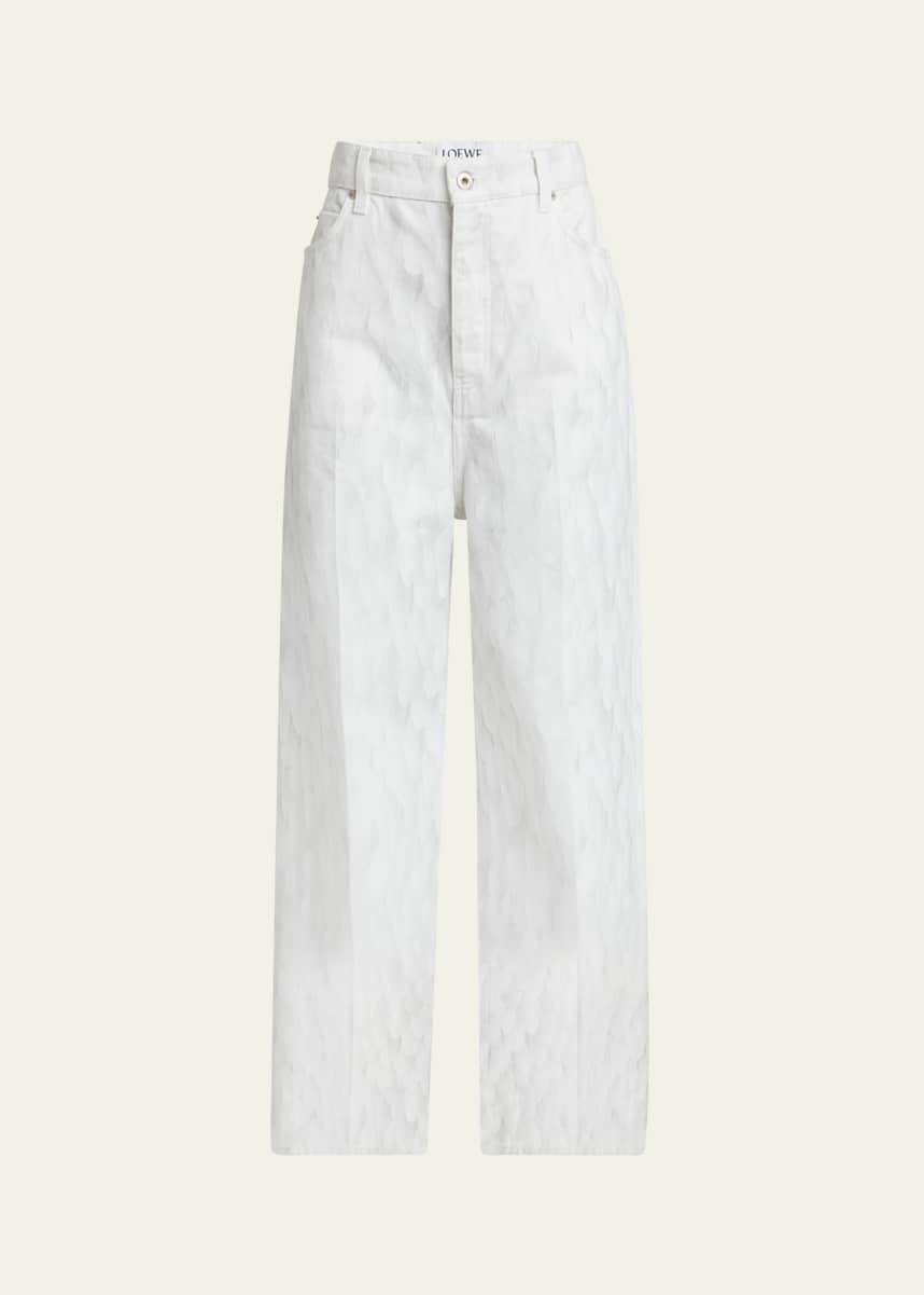 Loewe Feather Printed Denim Pants