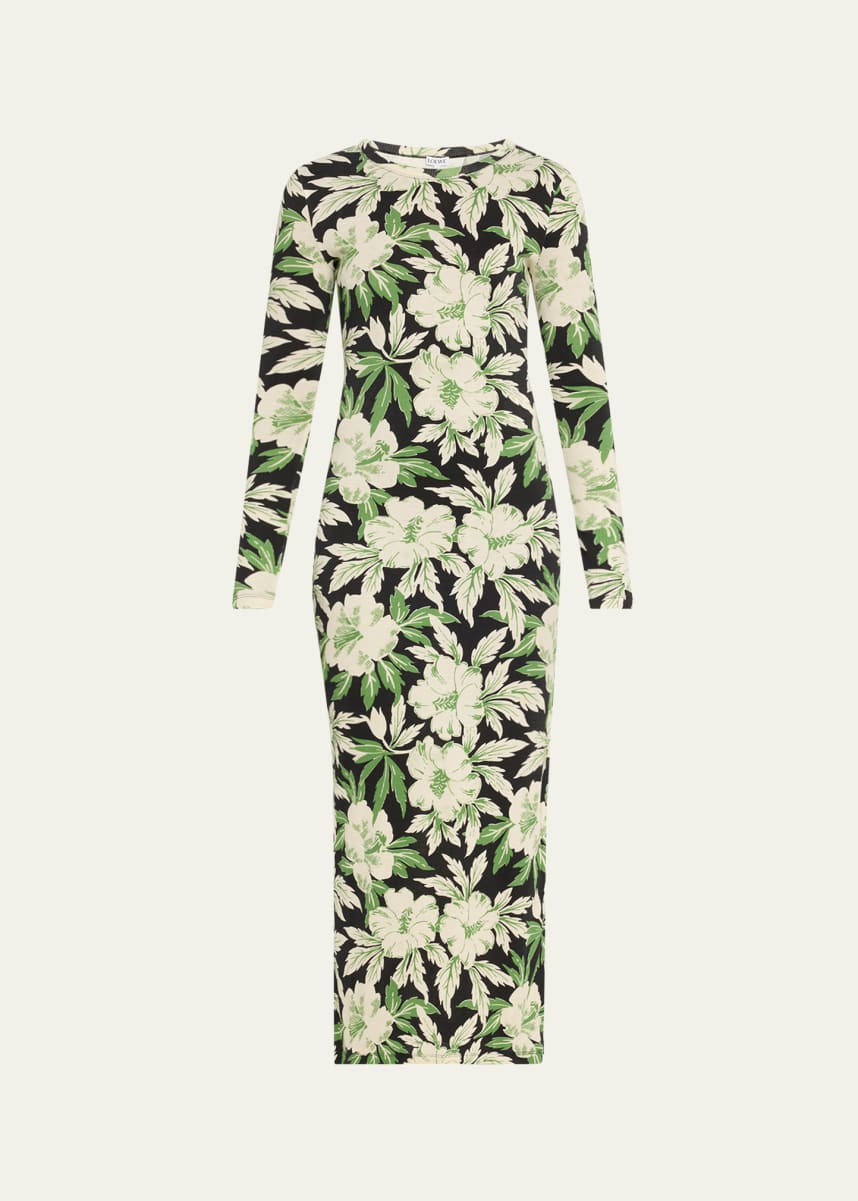 Loewe Floral Printed Mesh Tube Dress