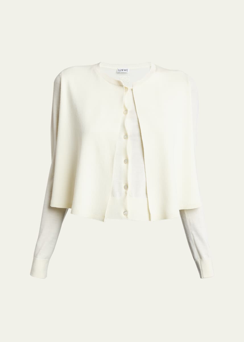 Loewe Layered Cropped Wool Cardigan