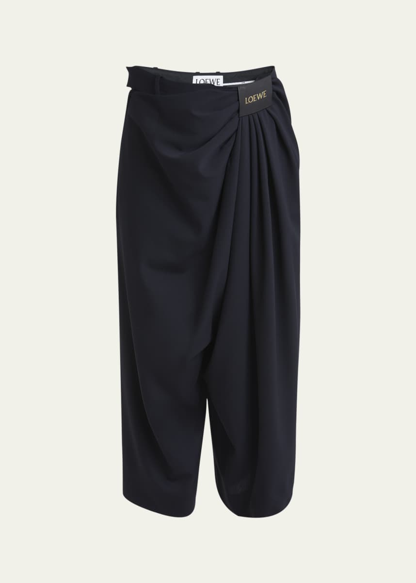Loewe Cropped Draped Wool Trousers