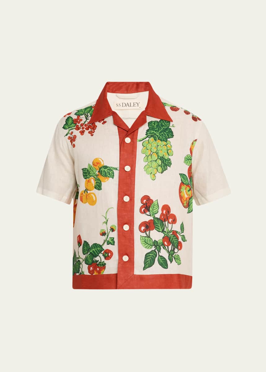 S.S. DALEY Men's Linen Fruit Picnic Camp Shirt