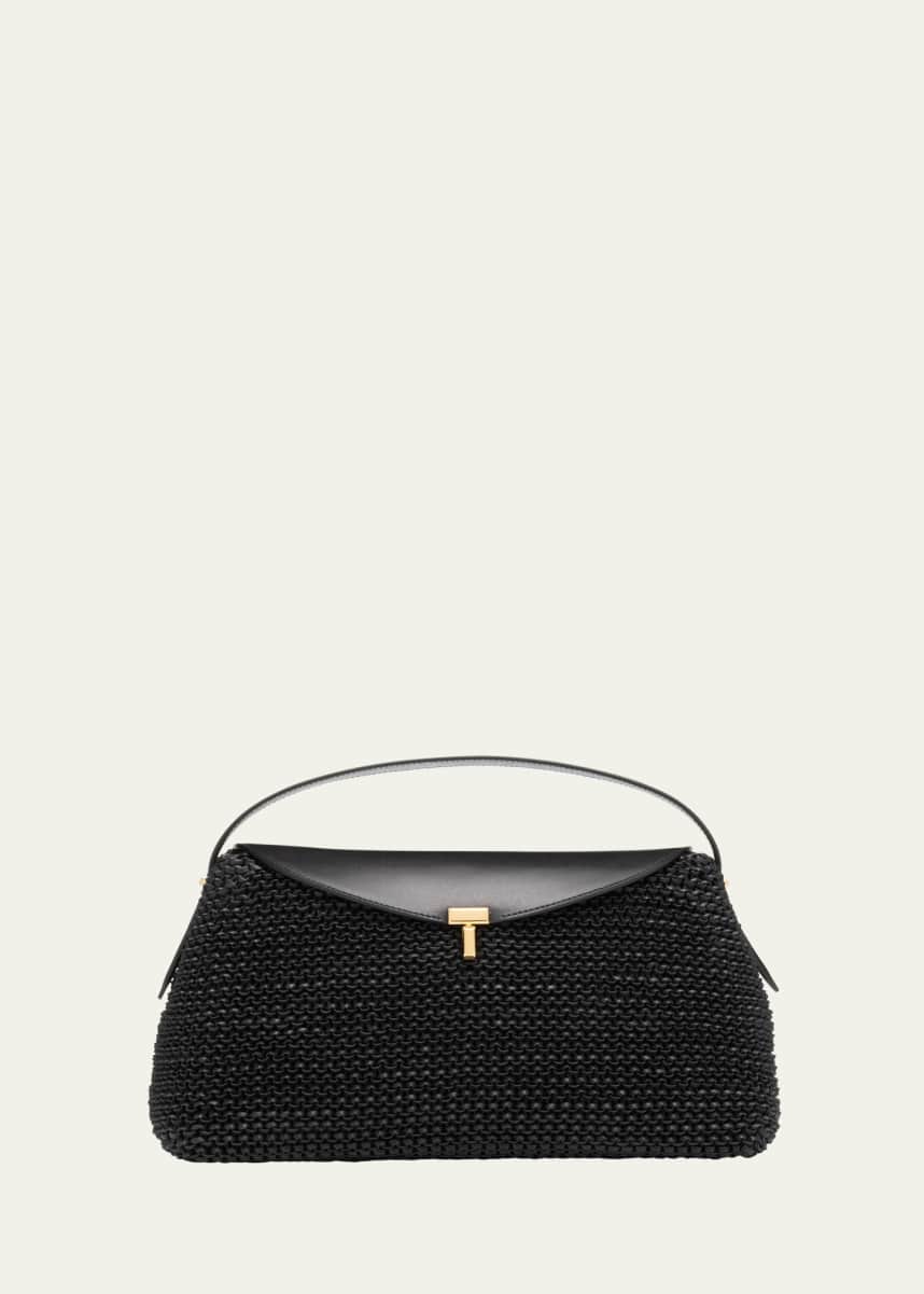 Toteme T Lock Woven Leather Top-Handle Bag