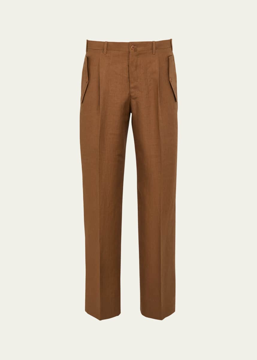 Giuliva Heritage Collection Men's Remo Linen Flap-Pocket Trousers