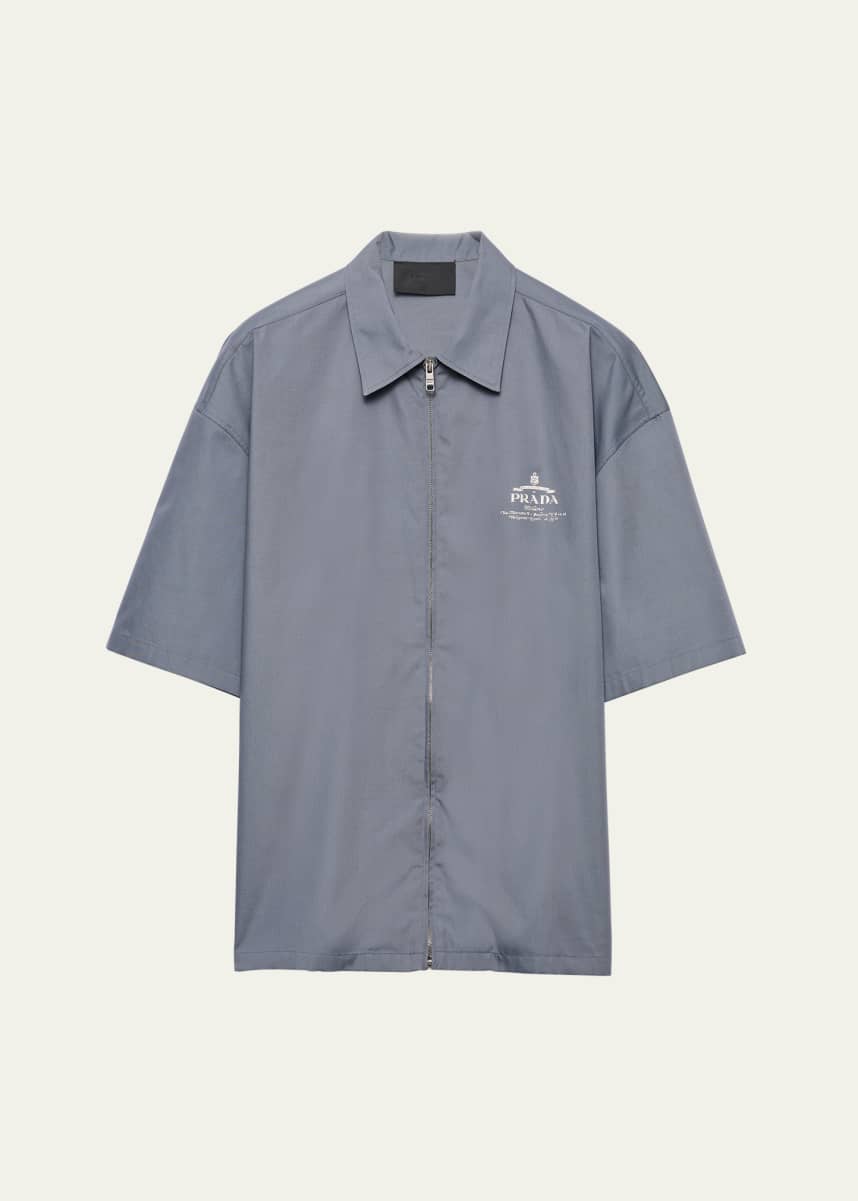 特別オファー Prada Men's Goodman Bergdorf - Shirt Zip-Up Cotton Technical トップス