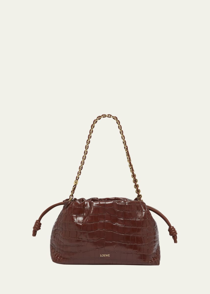 Loewe Flamenco Medium Shoulder Bag in Shiny Crocodile