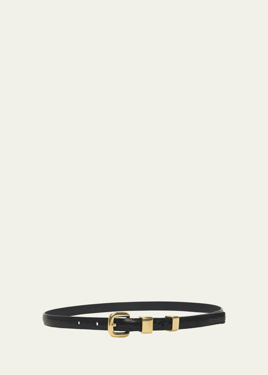Altuzarra Skinny Leather Belt W/ Gold-Tone Hardware