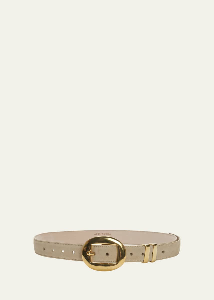 Altuzarra Leather Belt W/ Vintage Brass Buckle