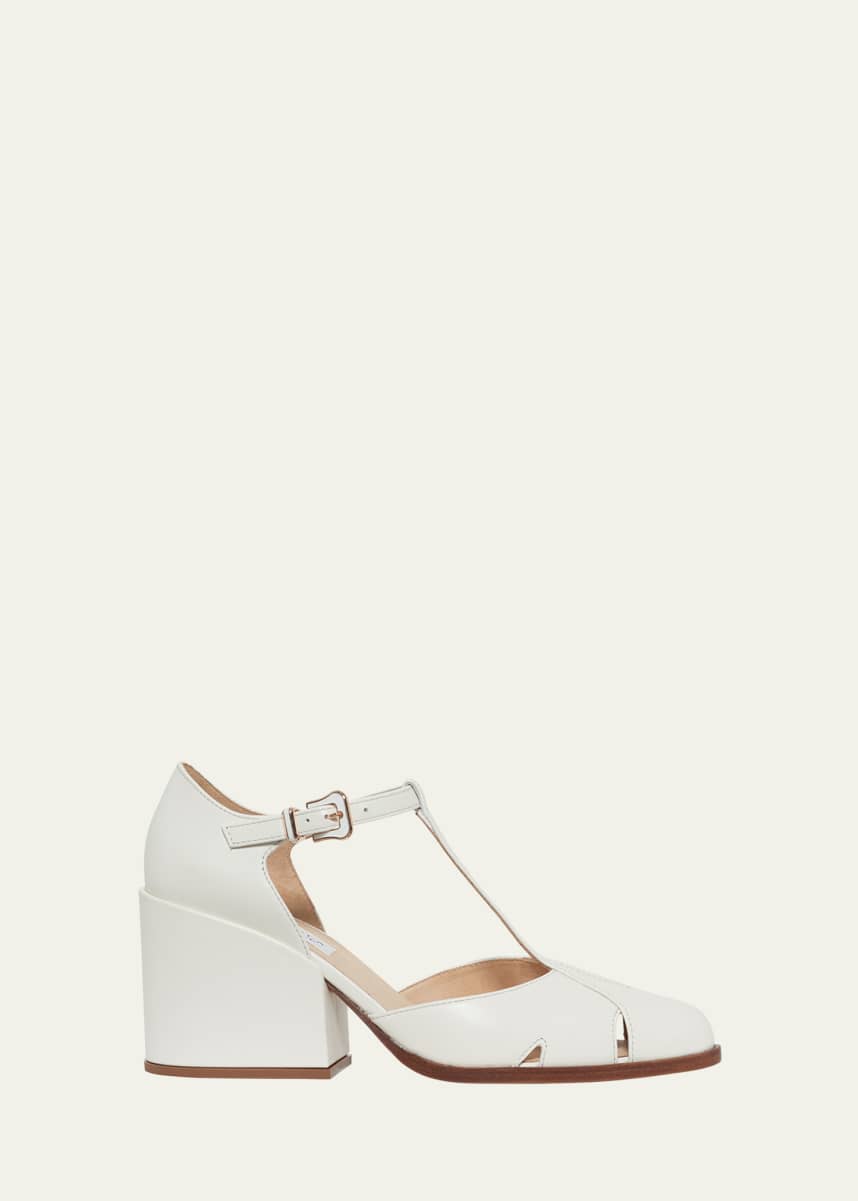 Gabriela Hearst Evita Leather T-Strap Pumps