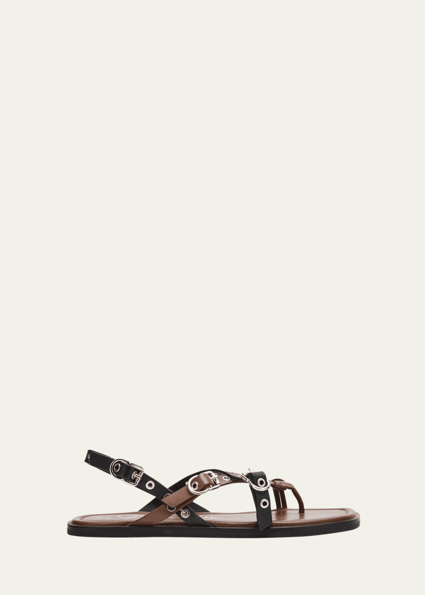 3.1 Phillip Lim Rivet Leather Strappy Toe-Ring Sandals