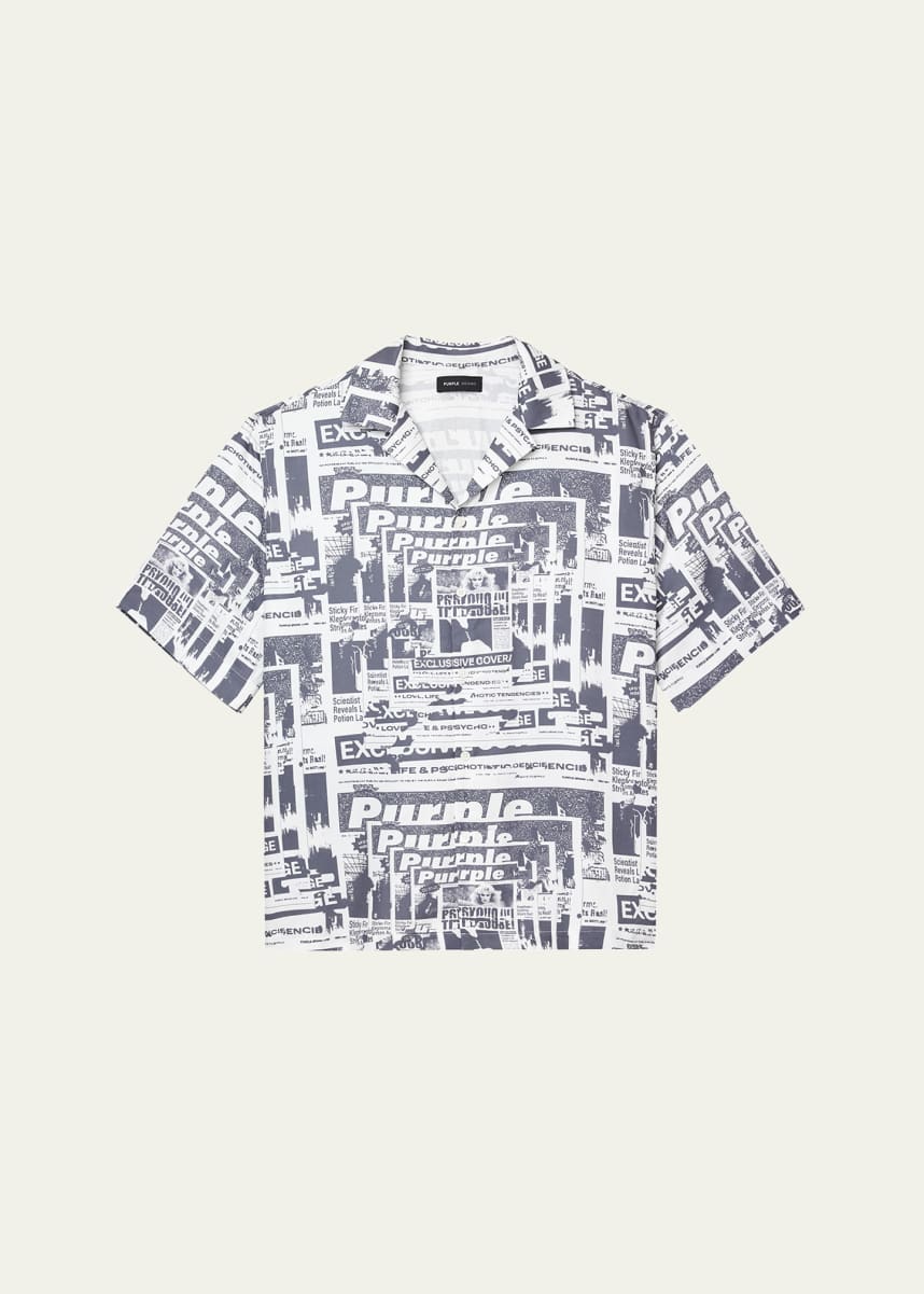 PURPLE Men's Lyocell Printed Camp Shirt