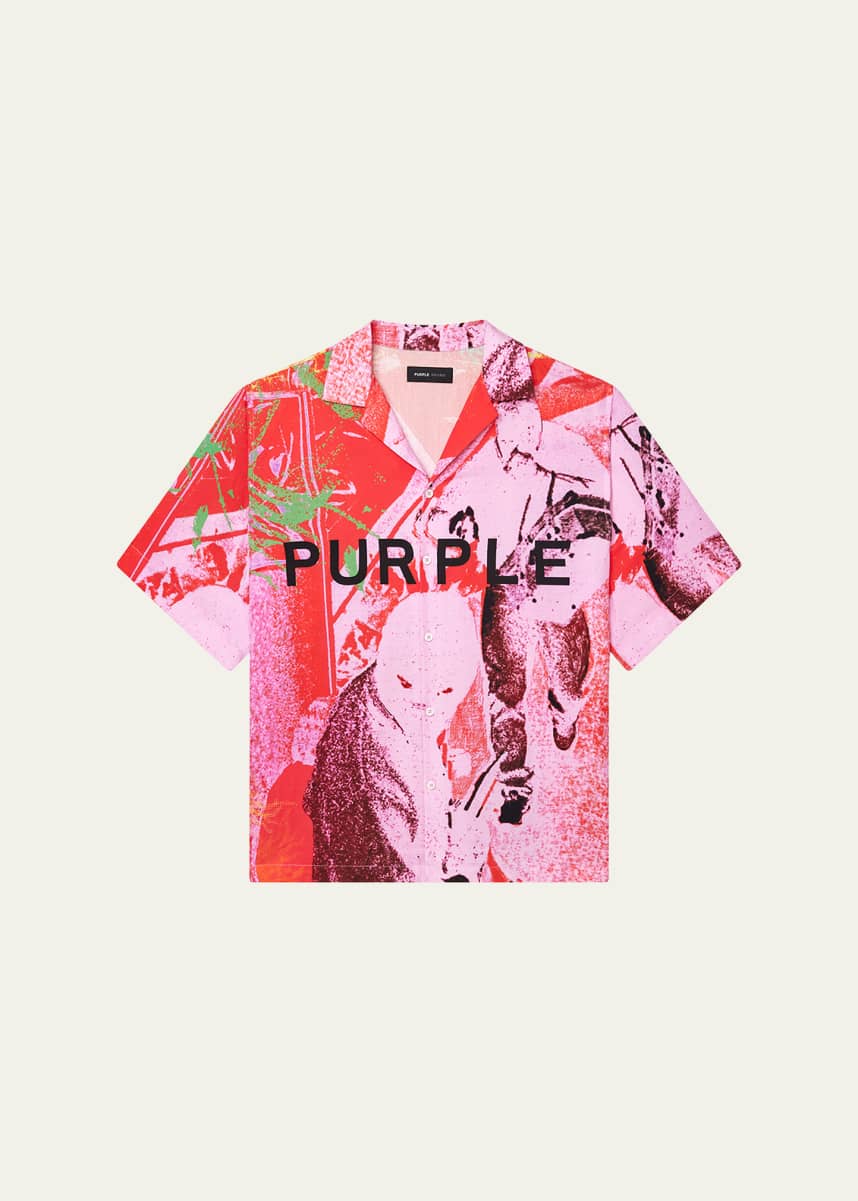 PURPLE Men's Lyocell Printed Camp Shirt