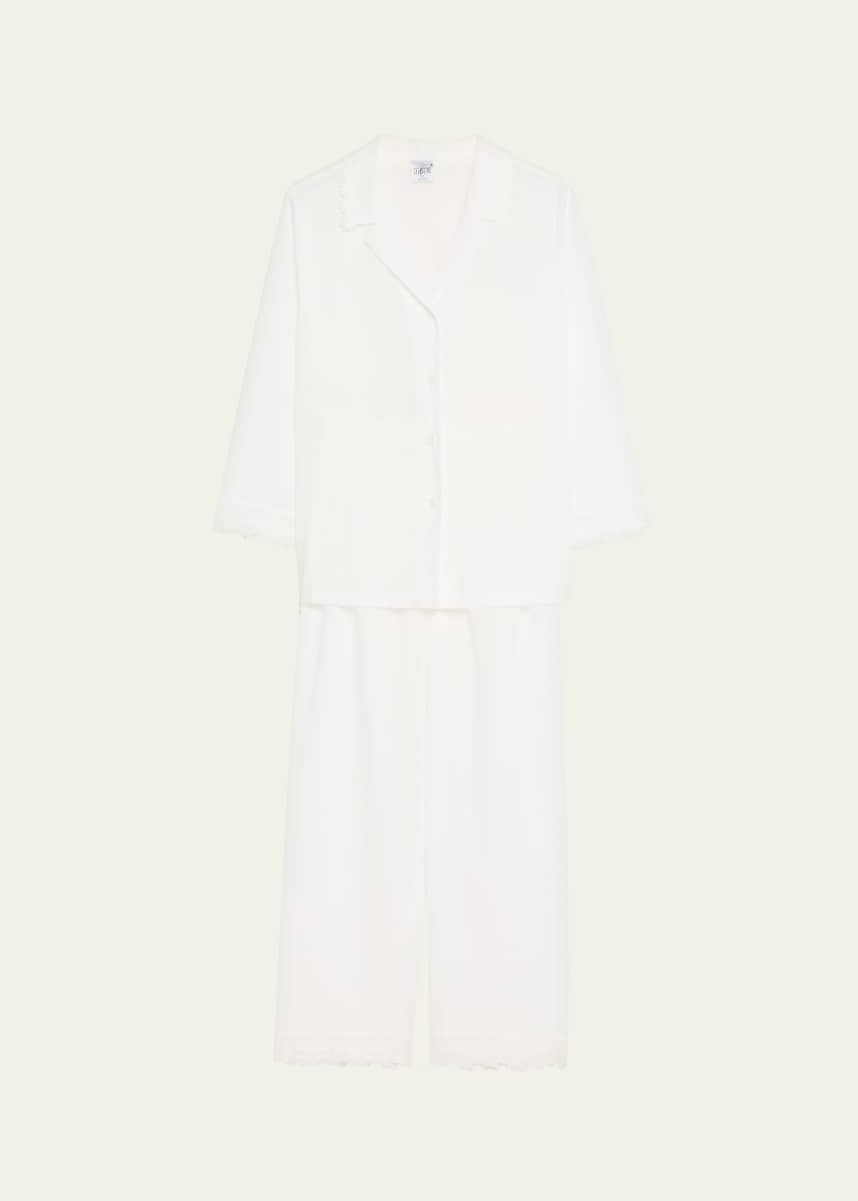 Celestine Conny Lace-Trim Cropped Cotton Pajama Set