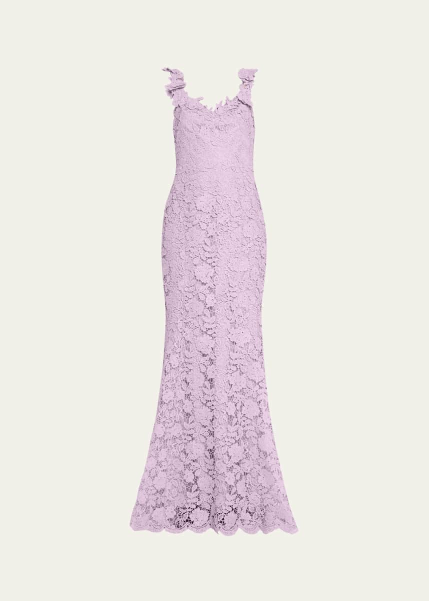 Marchesa Notte Sleeveless Floral Lace Trumpet Gown