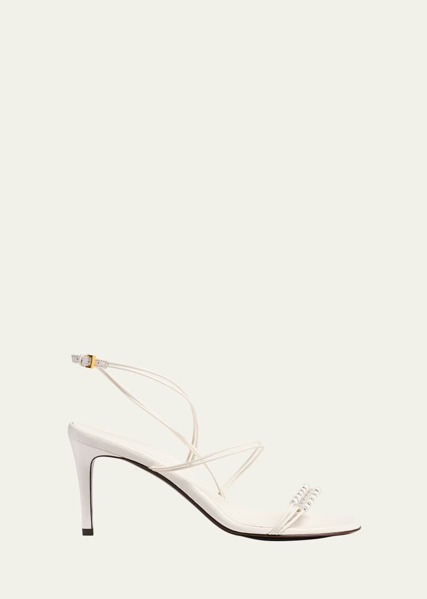 Khaite Beaded Leather Stiletto Sandals