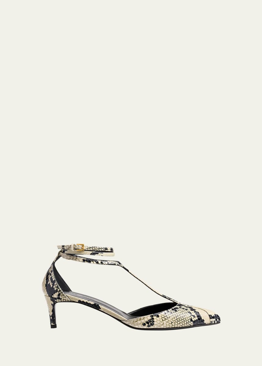 Khaite Mia Snake-Effect Leather Kitten-Heel Pumps