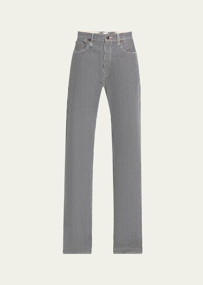 R13 Jane Stripe Lace-Back Jeans