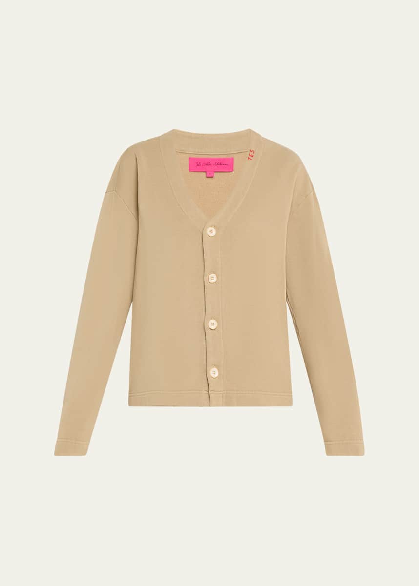 The Elder Statesman Logo Embroidered Jersey Cashmere Cardigan