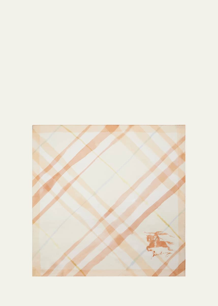 Burberry Watercolor Check-Print Silk Scarf