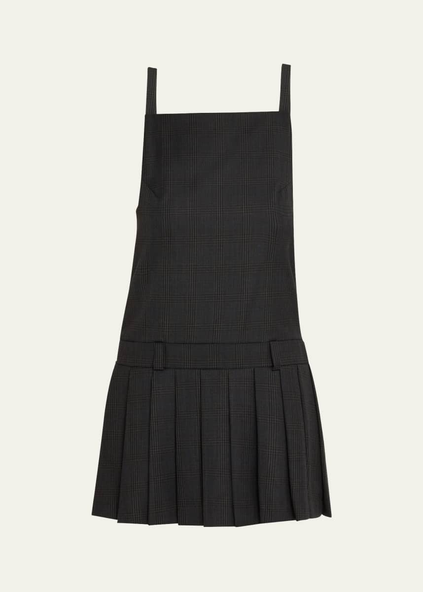 Courtney Zheng Dana Check Wool Drop-Waist Mini Dress