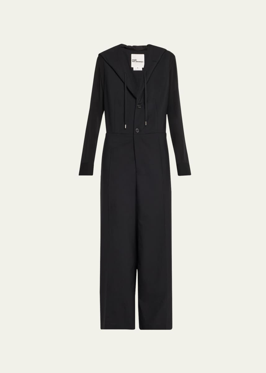 Noir Kei Ninomiya Hooded Wide-Leg Wool Jumpsuit