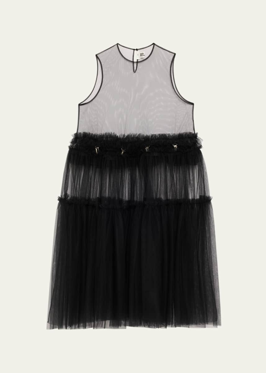 Noir Kei Ninomiya Tiered Tulle Sleeveless Midi Dress