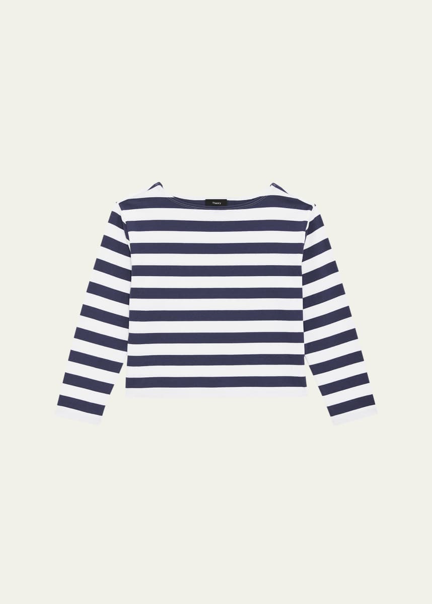 Theory Stripe Boat-Neck Tee