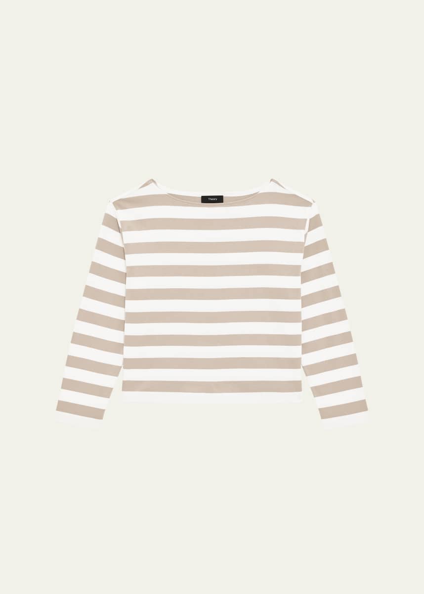Theory Stripe Boat-Neck Tee