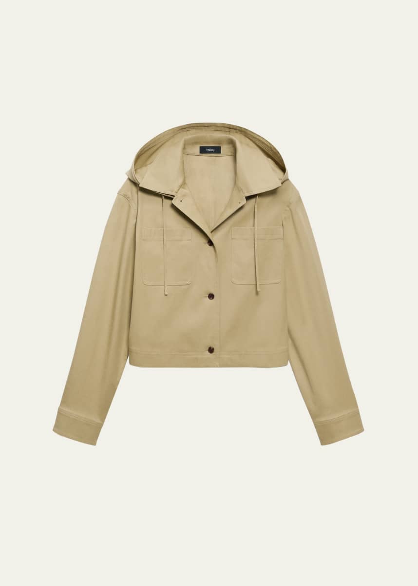 Theory Hooded Cropped Cotton Jacket